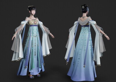 PBR 汉服美女模型-女人模型库-3ds Max(.max)模型下载-cg模型网