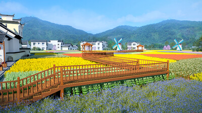 花田栈道 乡村旅游 美丽乡村 农村花田 花海农田 乡村改造 乡村规划