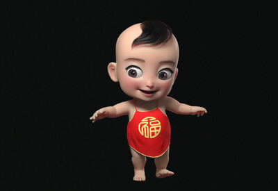 卡通婴儿带绑定男婴福娃