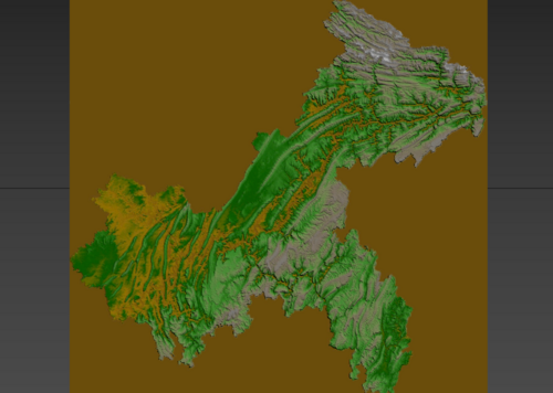 重庆3d模型 重庆地形图3d模型 重庆地理构造模型 重庆山脉3d模型 重庆