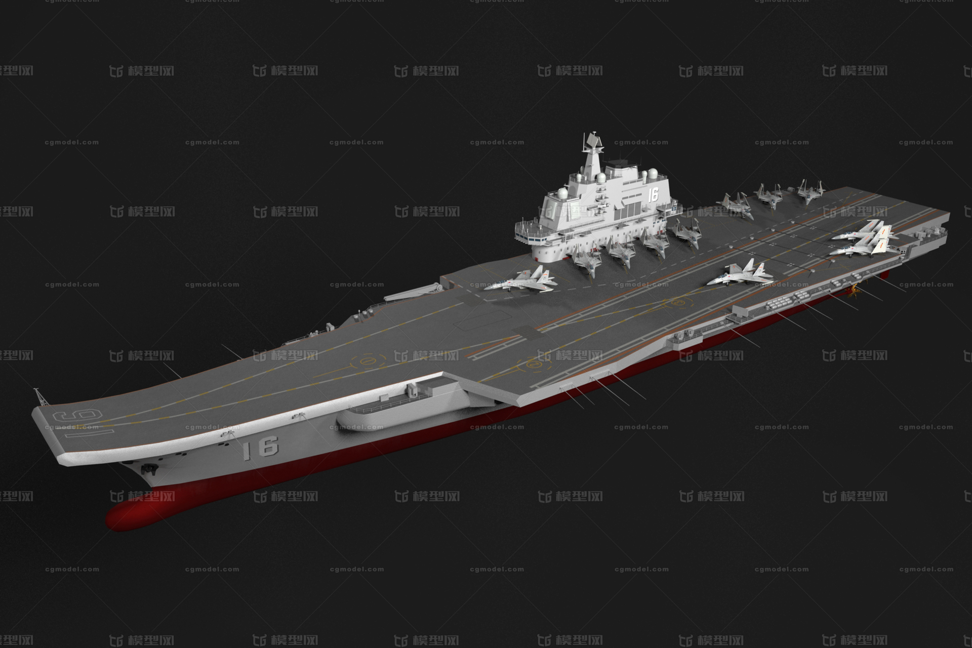 海军辽宁舰16舰001型航空母舰辽宁号航母模型-军舰模型库-Maya(.ma/.mb)模型下载-cg模型网