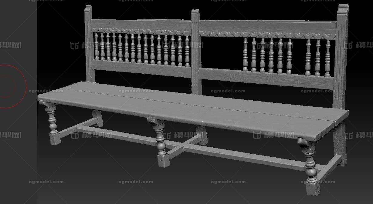 zbrush 雕刻 椅子 木椅 家具 高模 素模 白模 场