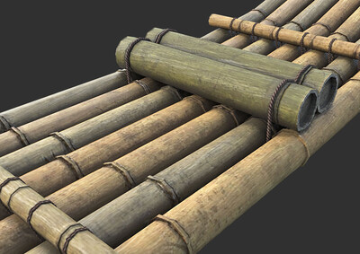 pbr次世代 竹筏 竹排 木筏 小船 渔船 小舟 木筏 木船 打渔船 破船 水