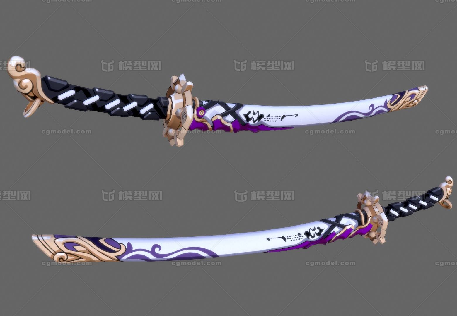 手绘日本武士刀 太刀模型-冷兵器模型库-FBX(.fbx)模型下载-cg模型网