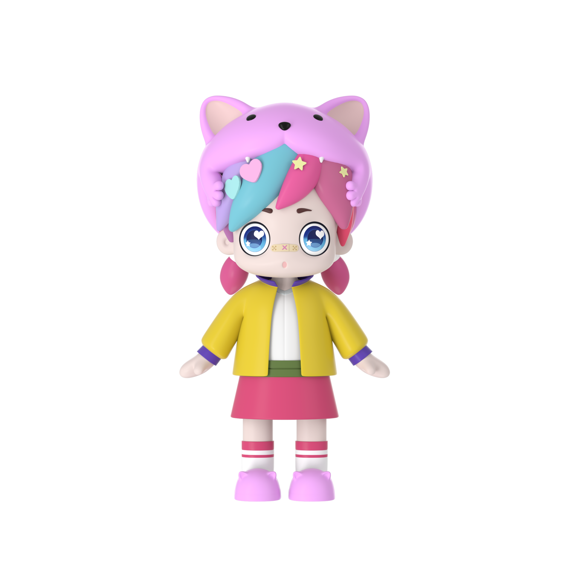 ip 对七彩独钟的小女孩yamy_粉蓝配作品_角色/人物/生物_cg模型网