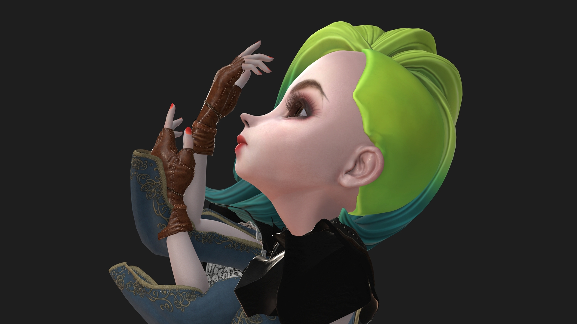 原创作品:精灵女孩卡通cg模型_原创次世代女性角色__fbx_obj_c4d