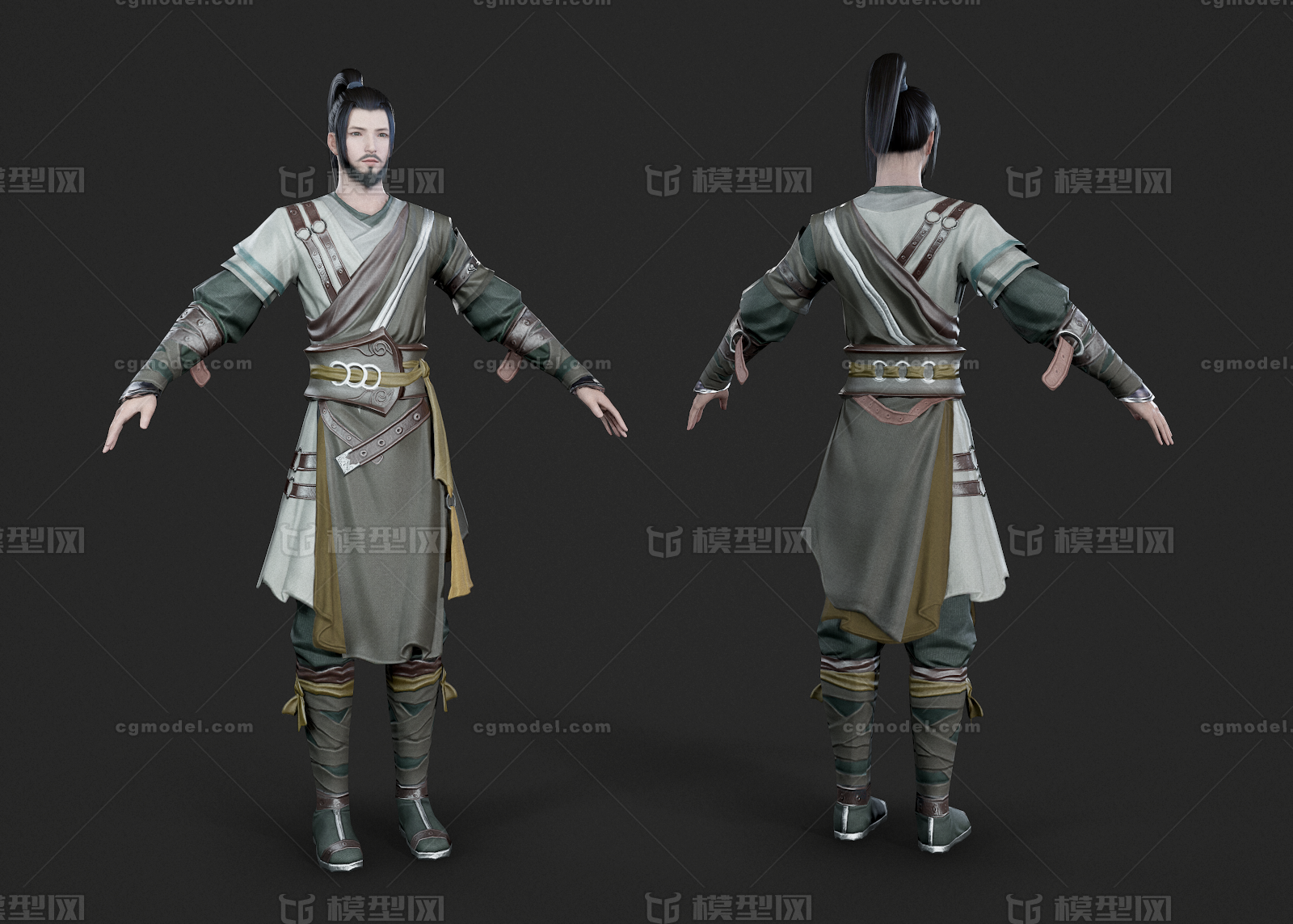 PBR 武侠模型-男人模型库-3ds Max(.max)模型下载-cg模型网