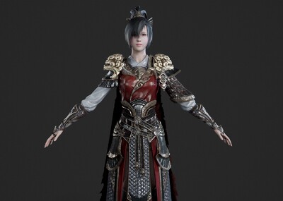 pbr 带绑定动作 女将军 女战士 古代女将 士兵 军人 美女 美人 古装