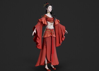 PBR 汉服美女模型-女人模型库-3ds Max(.max)模型下载-cg模型网