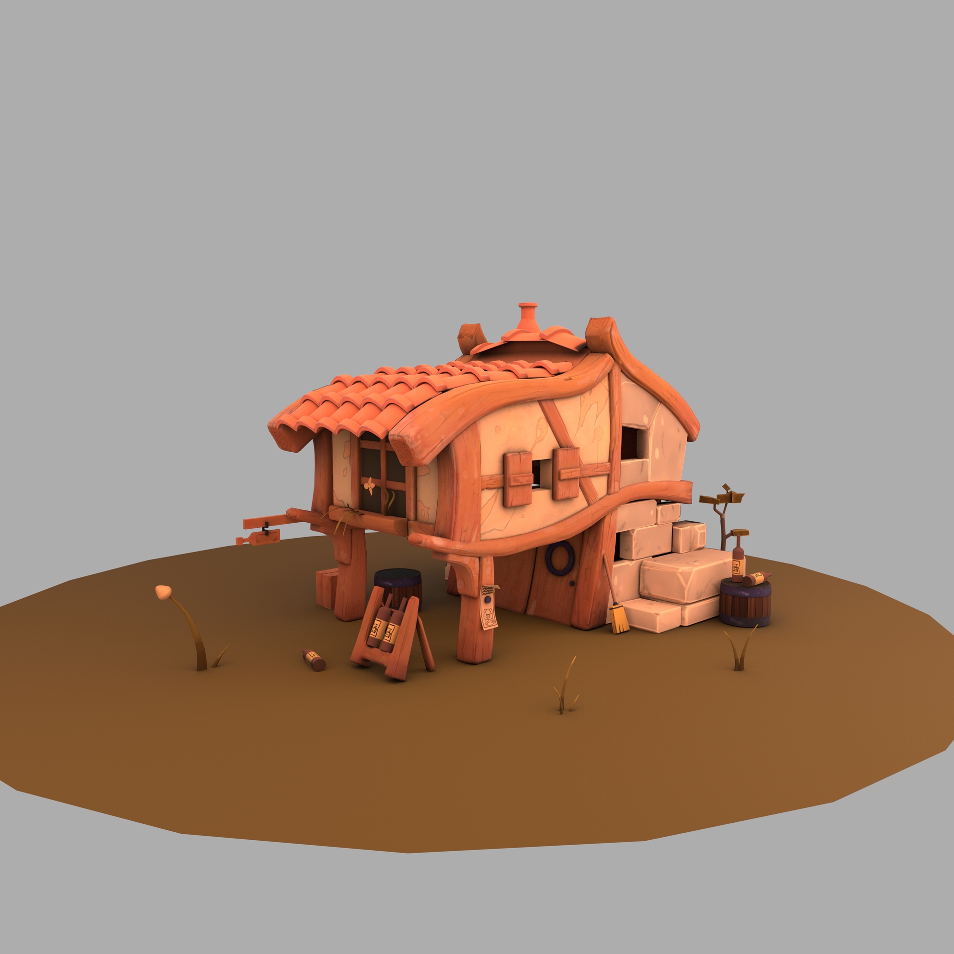 一个练习的木头房子_幻想世界作品_场景/空间/建筑_cg模型网