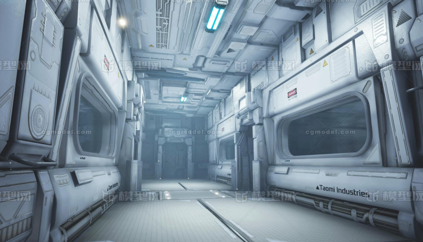 UE4 PBR次世代科幻太空星际酷炫机械走廊过道墙体地面台阶模型-科幻场景模型库-Unreal Engine模型下载-cg模型网