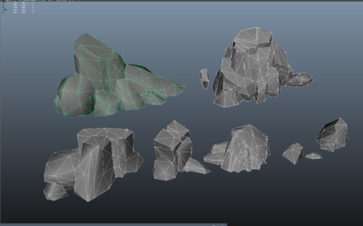 ue4次世代q版手绘卡通石块岩石碎石青苔石堆