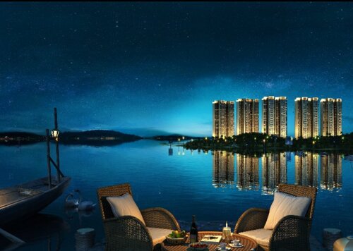 湖景，一线湖景，住宅湖景，夜景湖景，湖面建筑，湖畔小区，湖面模型-现代场景模型库-3ds Max(.max)模型下载-cg模型网
