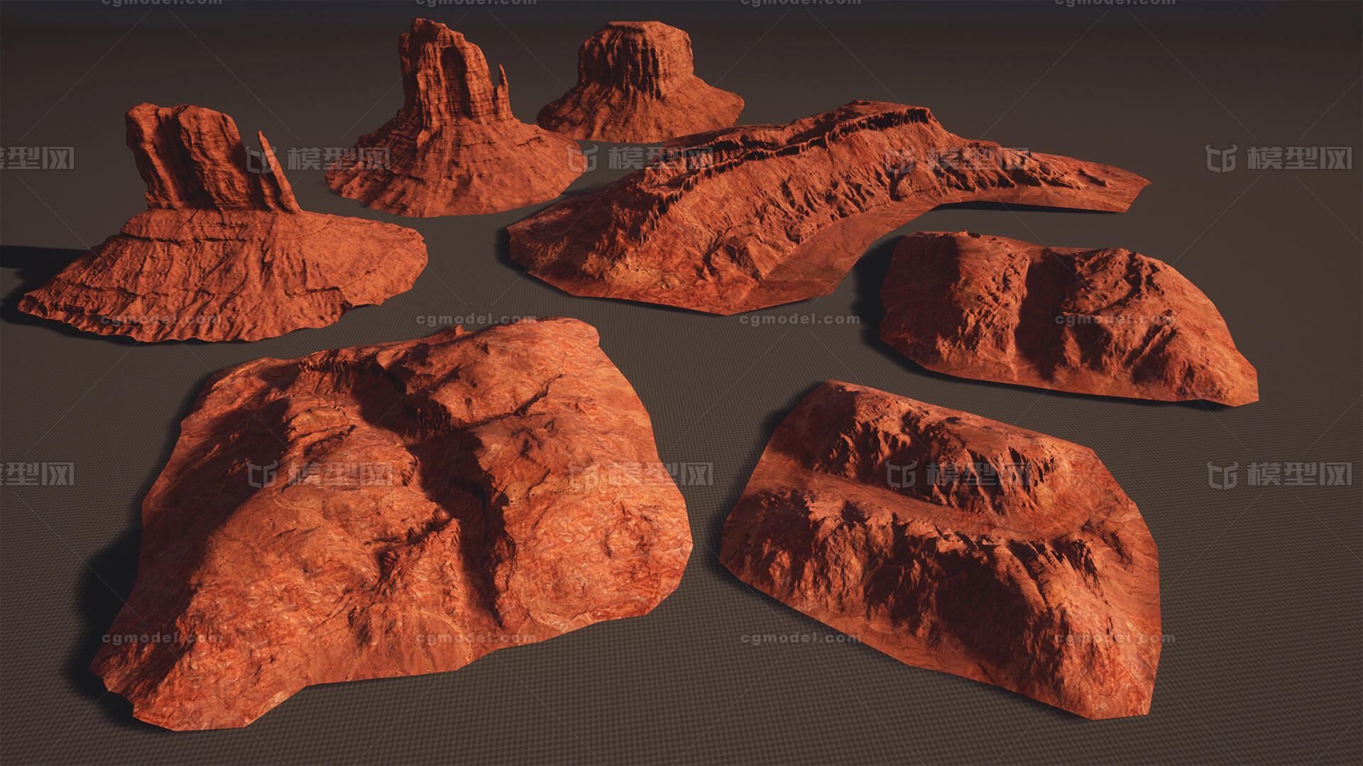 ue4次世代山石雅丹地貌土丘山峰孤峰黄土高坡戈壁荒凉火星地表模型