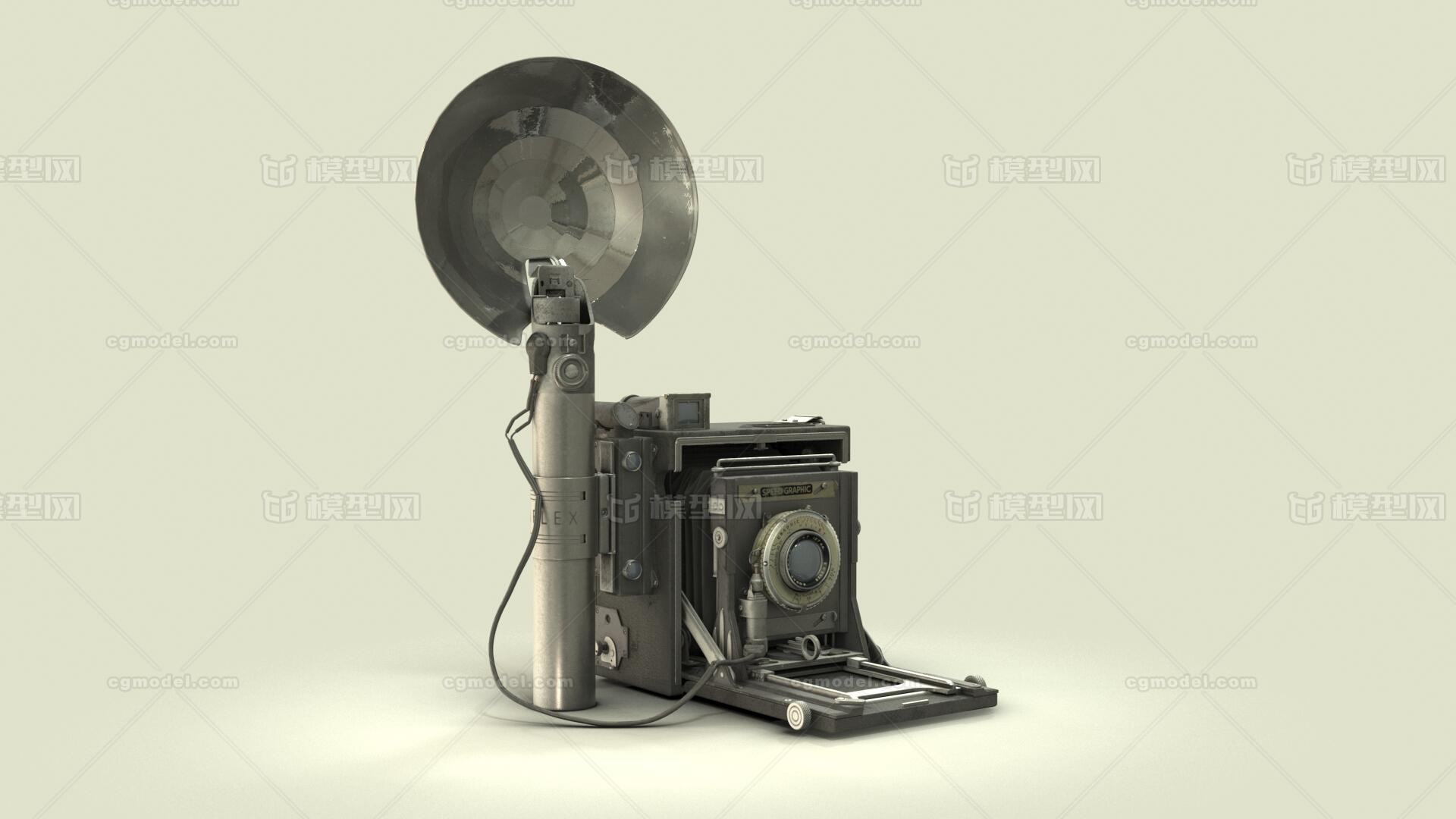 3dmax2015镁光灯复古照相机模型-摄像设备模型库-3ds Max(.max)模型下载-cg模型网