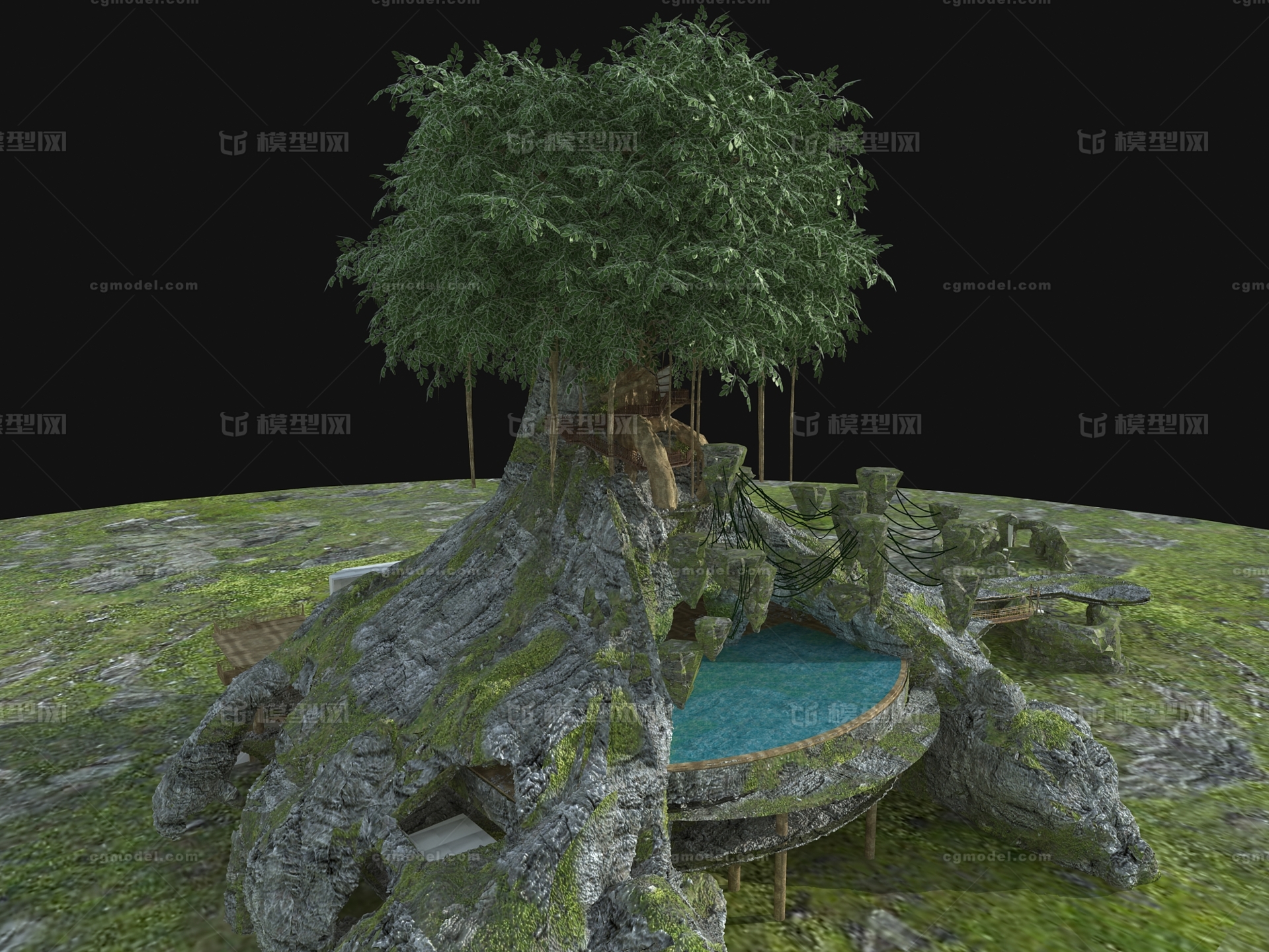 ue4 4.25版本 奇幻森林 恐怖森林 怪树场景 童话森林 植物树木 虚幻4-cg模型免费下载-CG99