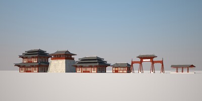 古建-古建城楼-牌坊-古建筑群-唐代古建筑-古建-古建模型-历史建筑模型库-3ds Max(.max)模型下载-cg模型网