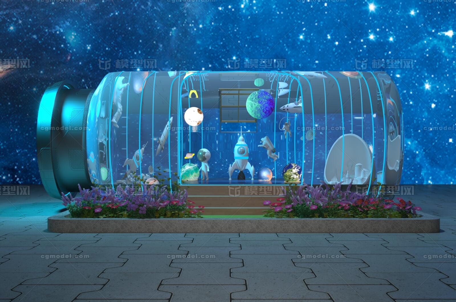 美陈太空宇宙漂流瓶宇航员星球