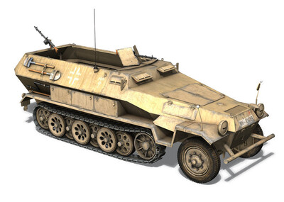 次时代写实二战德军半履带装甲运兵车模型