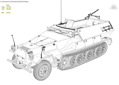 次时代写实二战德军半履带装甲运兵车模型