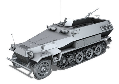 次时代写实二战德军半履带装甲运兵车模型