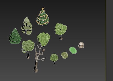 low poly 低多边形 卡通像素 植物 树木 大树 绿模型-树木模型库-3ds Max(.max)模型下载-cg模型网