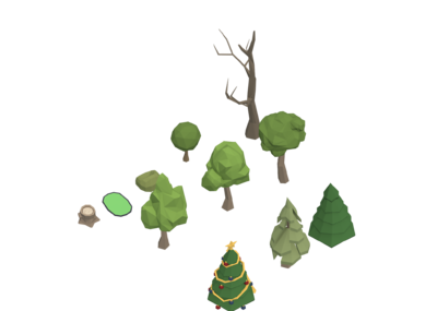 low poly 低多边形 卡通像素 植物 树木 大树 绿模型-树木模型库-3ds Max(.max)模型下载-cg模型网