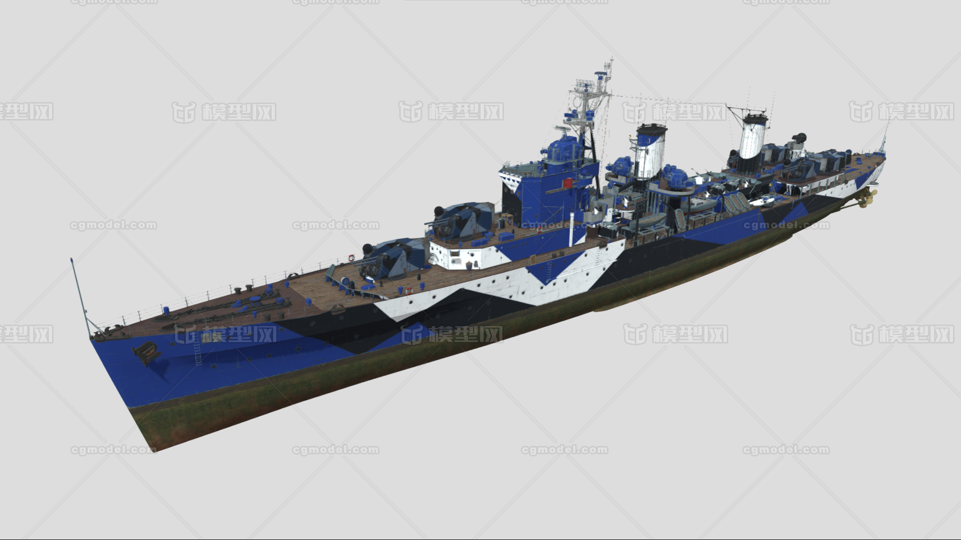 重庆号 轻型巡洋舰模型-军舰模型库-3ds Max(.max)模型下载-cg模型网