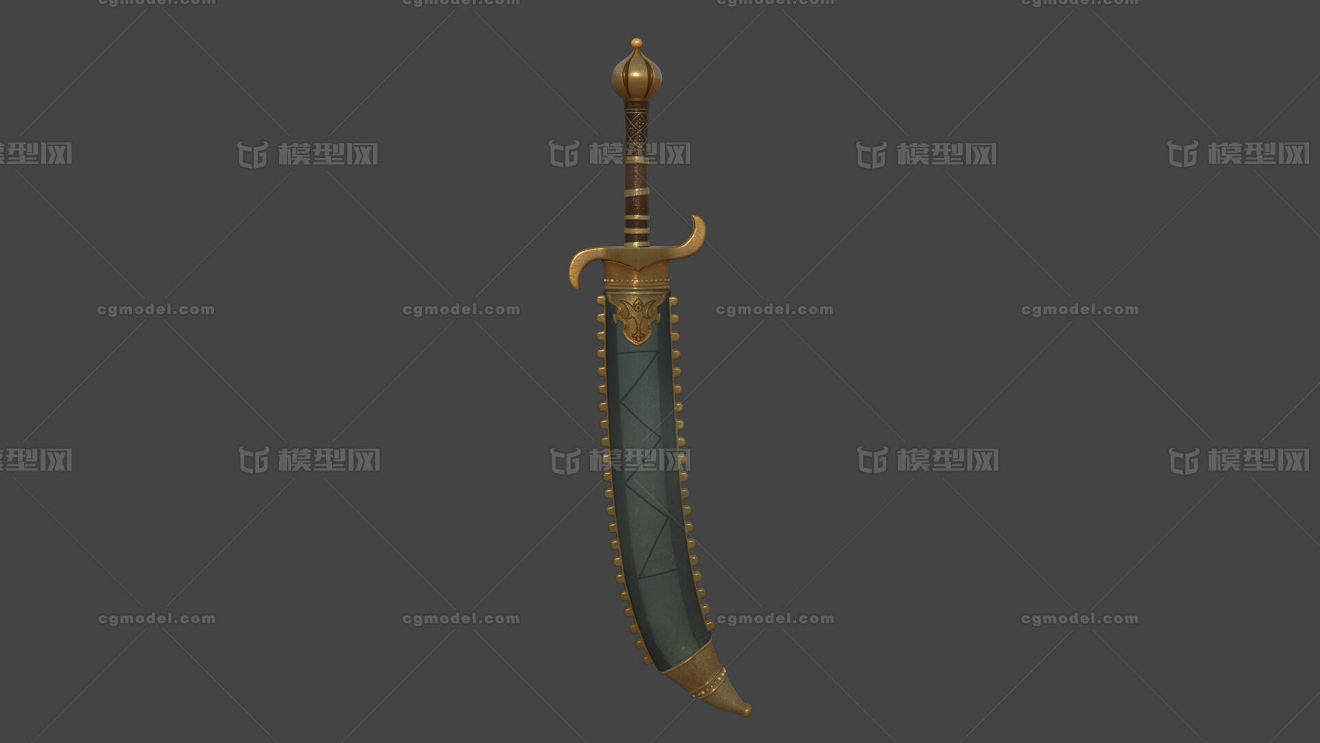 刀宝刀冷兵器佩刀古代武器金质刀鞘武器模型 冷兵器模型库 Maya Ma Mb 模型下载 Cg模型网