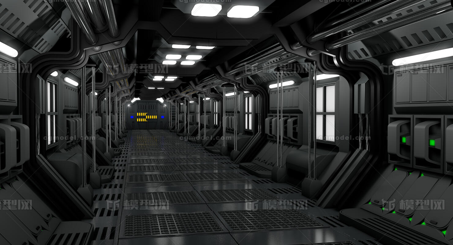科幻建筑走廊模型-科幻场景模型库-FBX(.fbx)模型下载-cg模型网