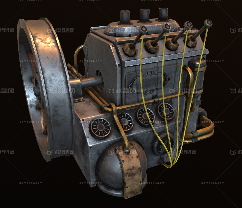 次時代 pbr 蒸汽機 發動機 動力裝置_政作品_機械/器械工業設備_cg