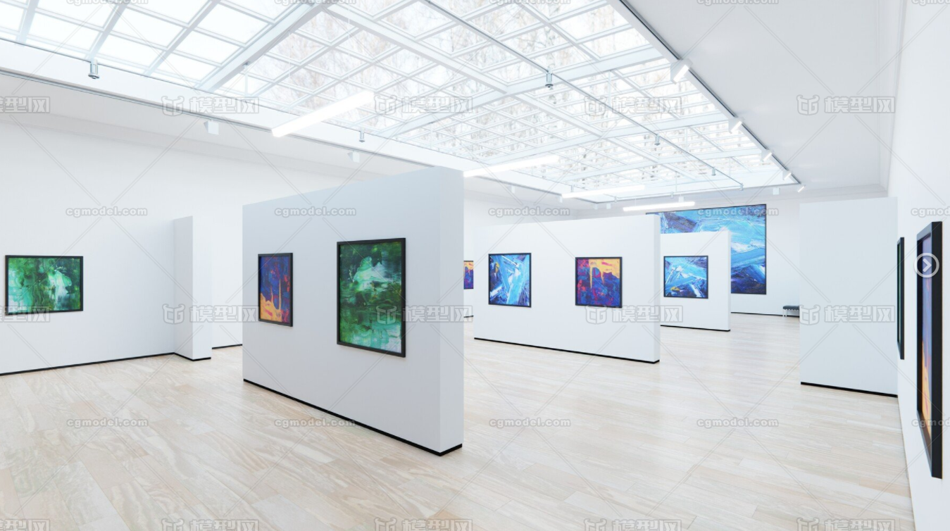 艺术博物馆画廊内部 画展模型-现代场景模型库-FBX(.fbx)模型下载-cg模型网