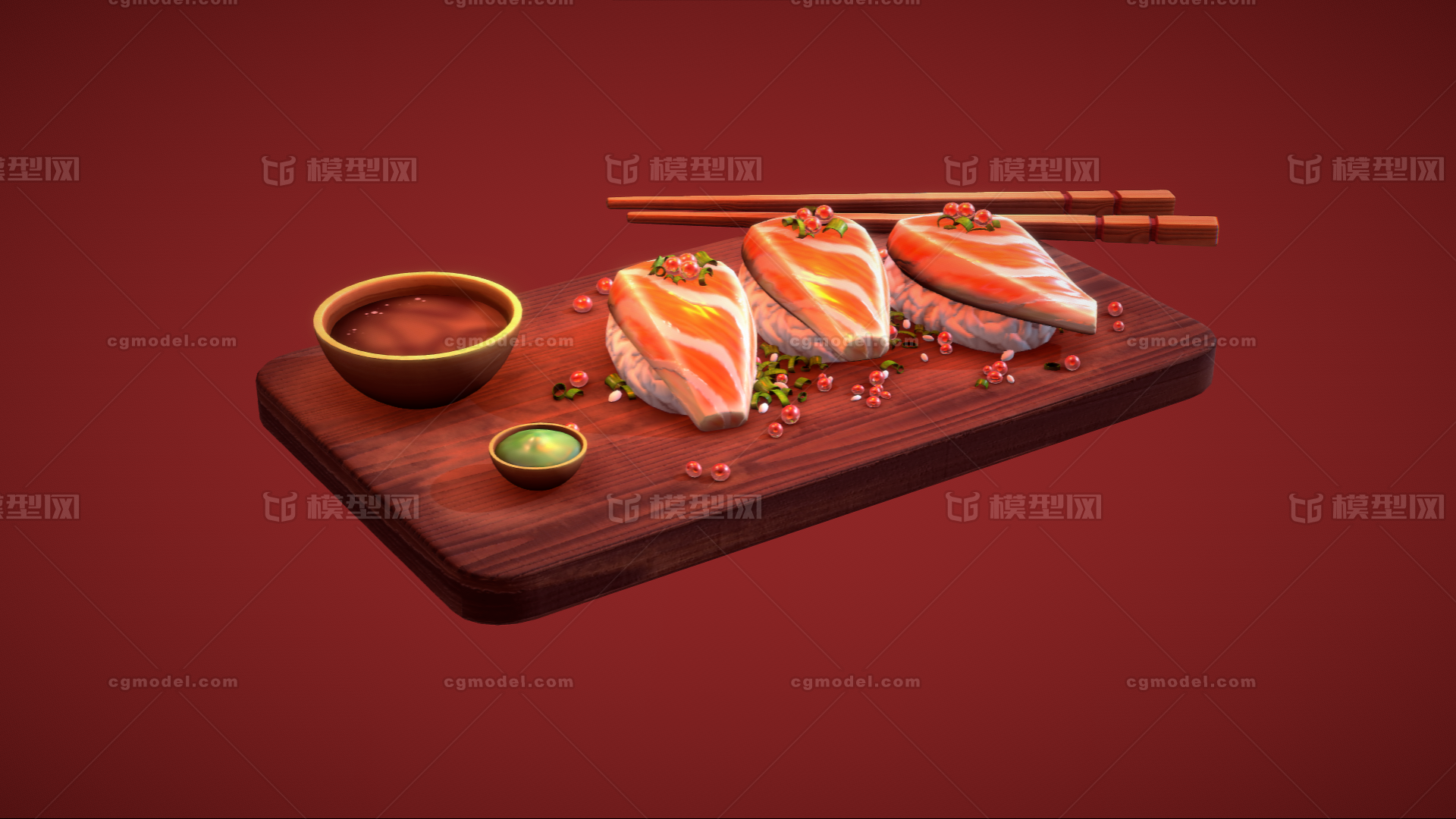 低模手绘卡通寿司生鱼片日本料理三文鱼寿司吞拿鱼寿司日式料理 Cg模型网 Cgmodel 三维设计师交流互动平台 专注多品类3d模型下载 原创作品分享 软件学习