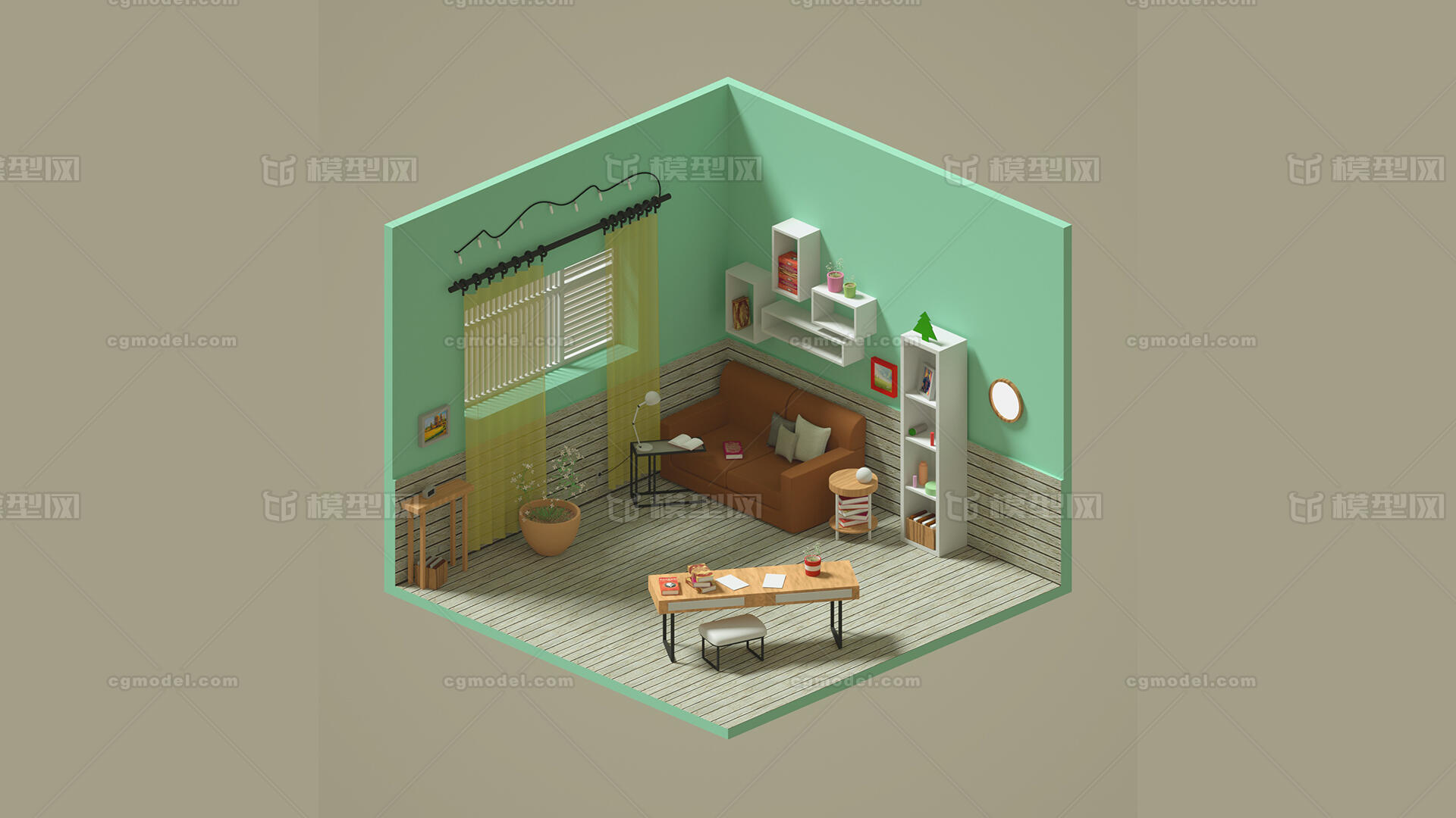 C4D室内 建筑模型-自然场景模型库-Cinema 4D(.c4d)模型下载-cg模型网