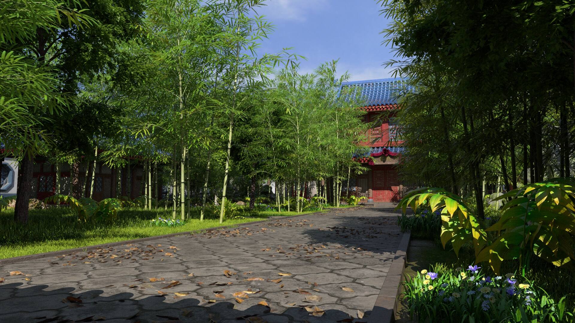 庭院 竹林庭院 苏州庭院 竹林 庭院住_黑__牛作品_场景/空间/建筑_cg