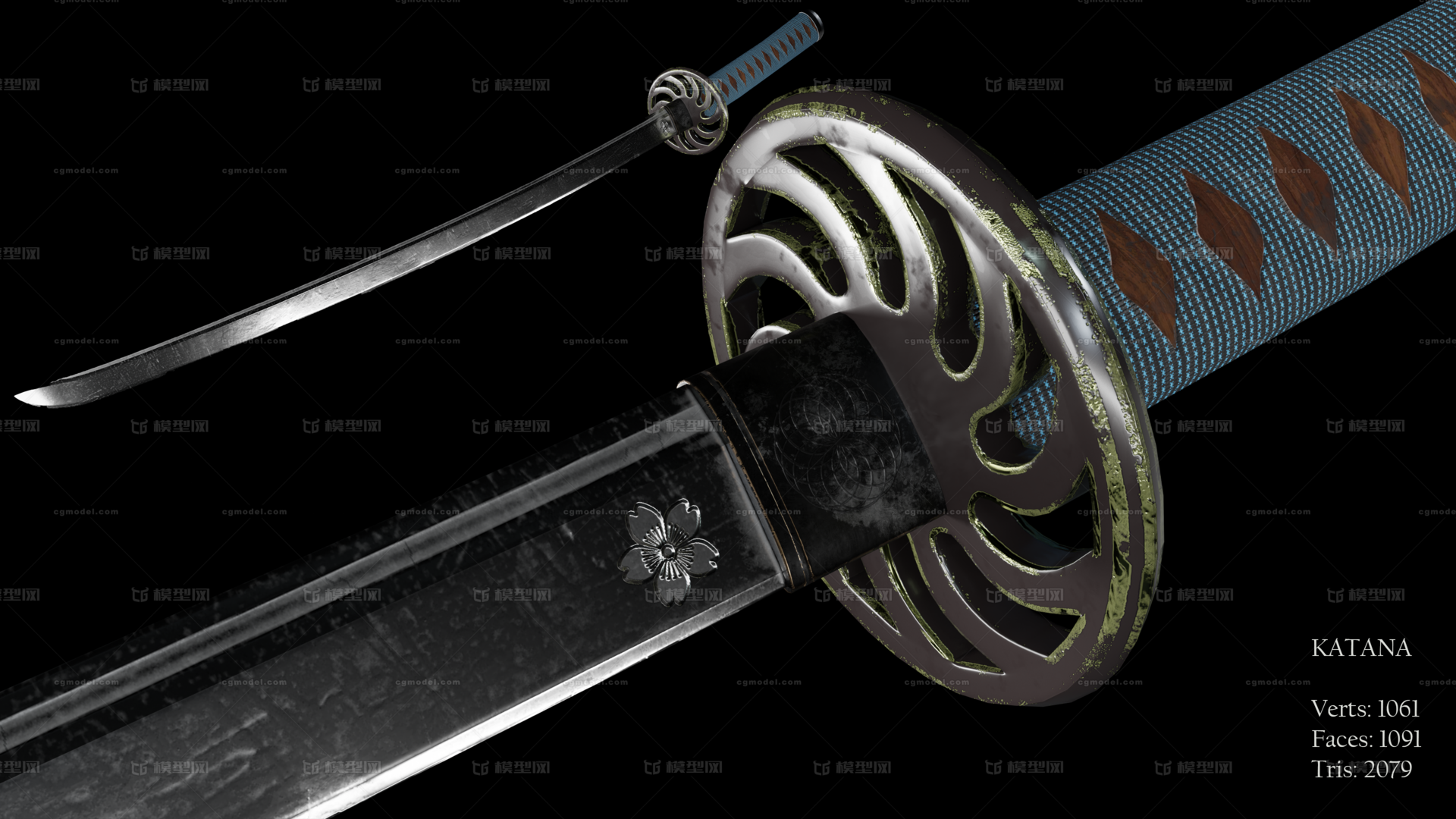 武士刀 游戏模型模型-冷兵器模型库-OBJ(.obj/.mtl)模型下载-cg模型网
