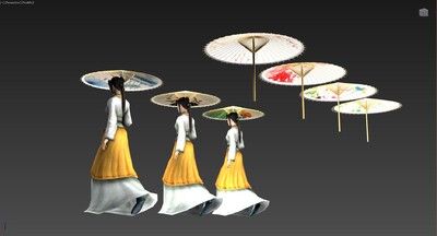 古装女子打伞模型-女人模型库-3ds Max(.max)模型下载-cg模型网
