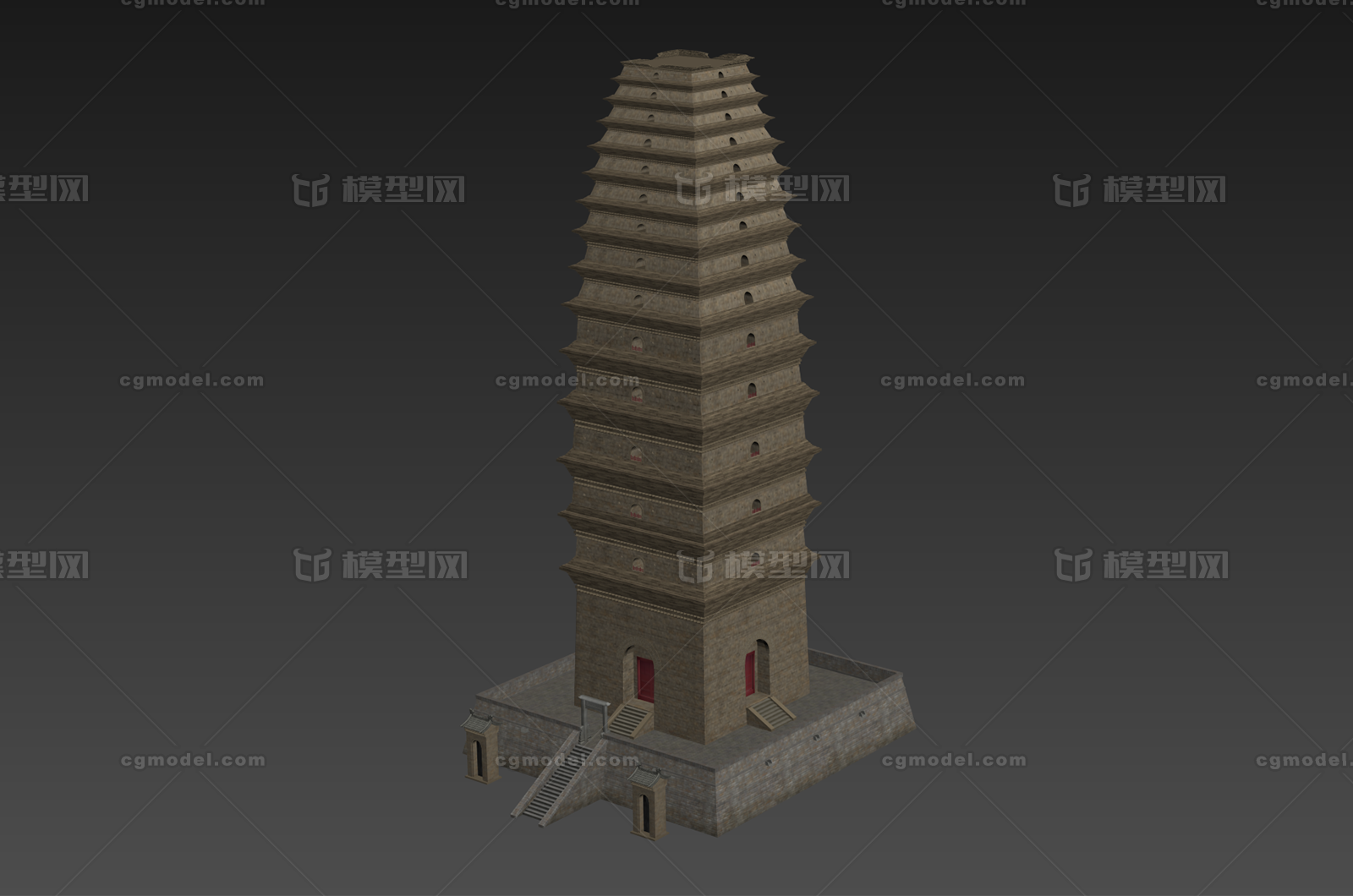 古建筑 小雁塔模型-历史建筑模型库-3ds Max(.max)模型下载-cg模型网