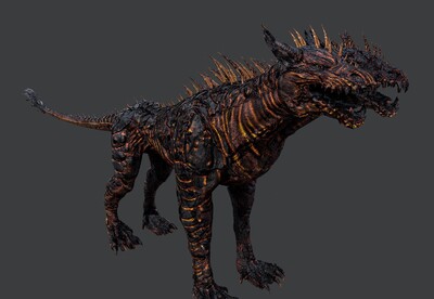 写实 希腊神话怪物 pbr 地狱双头犬 次世代 双头狗