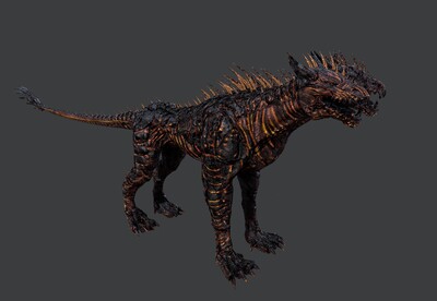 写实 希腊神话怪物 pbr 地狱双头犬 次世代 双头狗