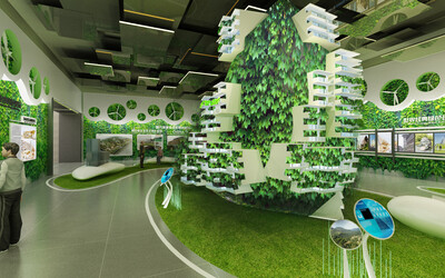旅游规划展区, 企业展厅,绿色环保,生态博物馆,场景还原,绿色建筑,vr