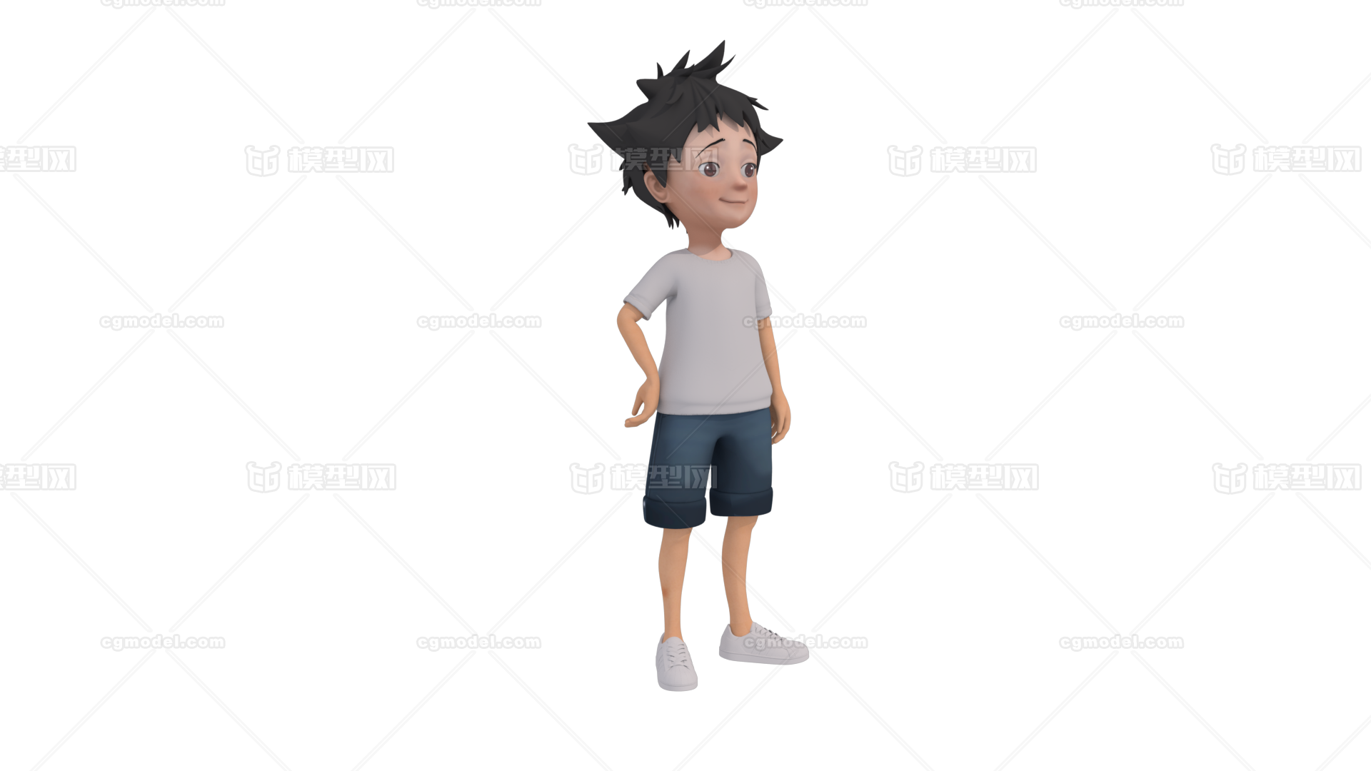 卡通男孩 学生 儿子 带全身绑定 面部 留空566作品 人物孩子 男人物孩子 男 Cg模型网