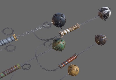 武器-流星锤01  次世代  pbr 古代冷兵器  兵器库