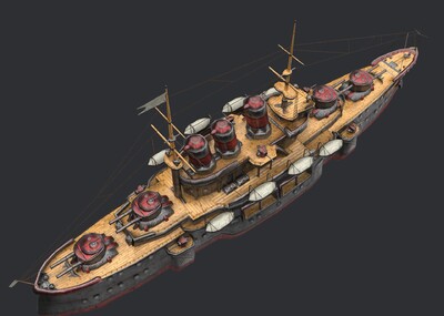 pbr次世代 蒸汽朋克轮船 蒸汽轮船 蒸汽战舰 古代战舰 二战舰船