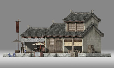 古代建筑 房屋模型-自然场景模型库-Maya(.ma/.mb)模型下载-cg模型网