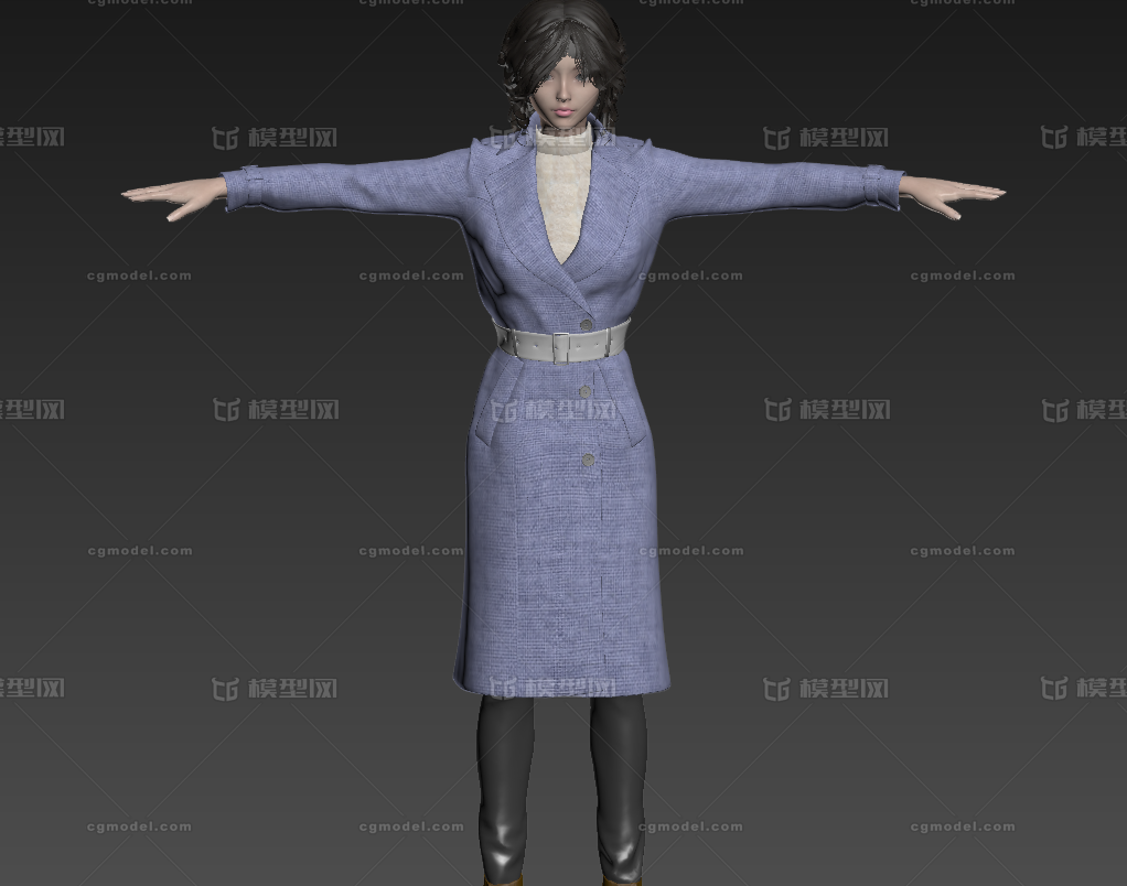 风衣女人 现代女人模型-女人模型库-3ds Max(.max)模型下载-cg模型网