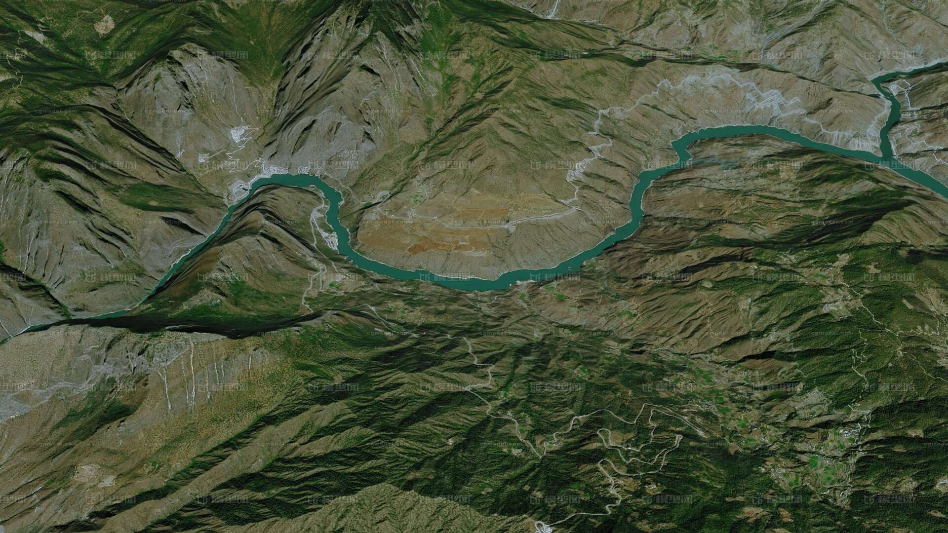 金沙江3d模型 金沙江第一湾 金沙江山脉  金沙江模型