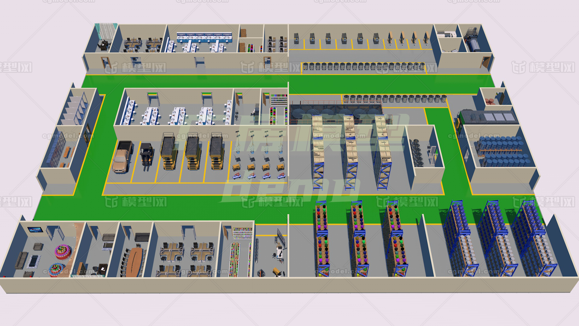 【C4D模型】工厂 厂房模型-工业机械模型库-其他模型下载-cg模型网