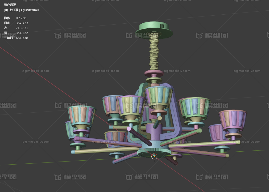 现代轻奢水晶吊灯模型-灯具模型库-3ds Max(.max)模型下载-cg模型网