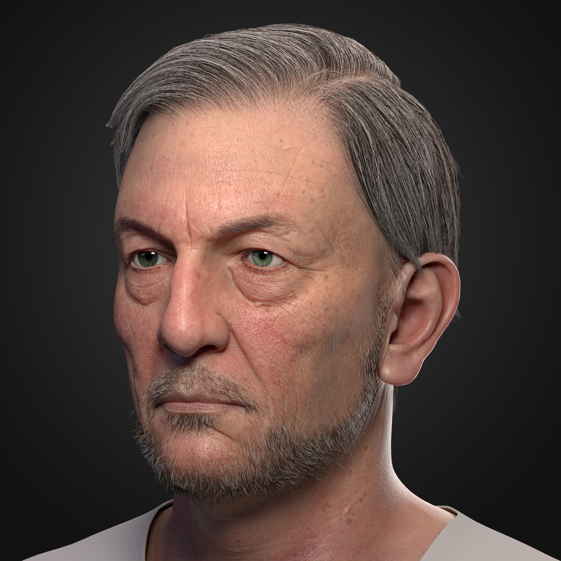 老人头像练习_李问天作品_角色/人物/生物_cg模型网